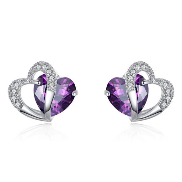 **ALLYN* Silver x Purple Fashion Stud Earrings - Picture 1 of 2